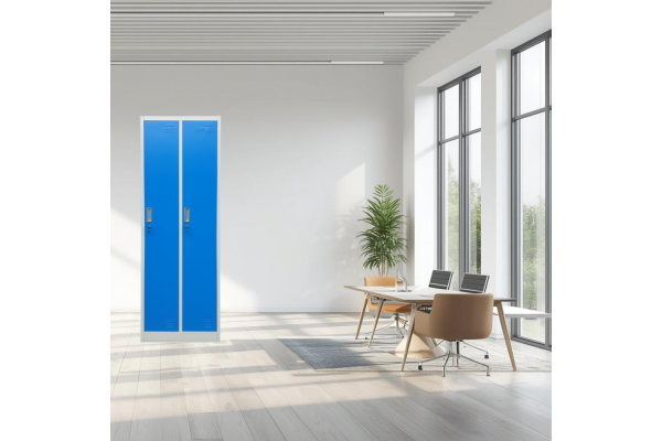 SZAFA BHP 2-KOMOROWA; 60CM; NIEBIESKA - ZMONTOWANA (na palecie)